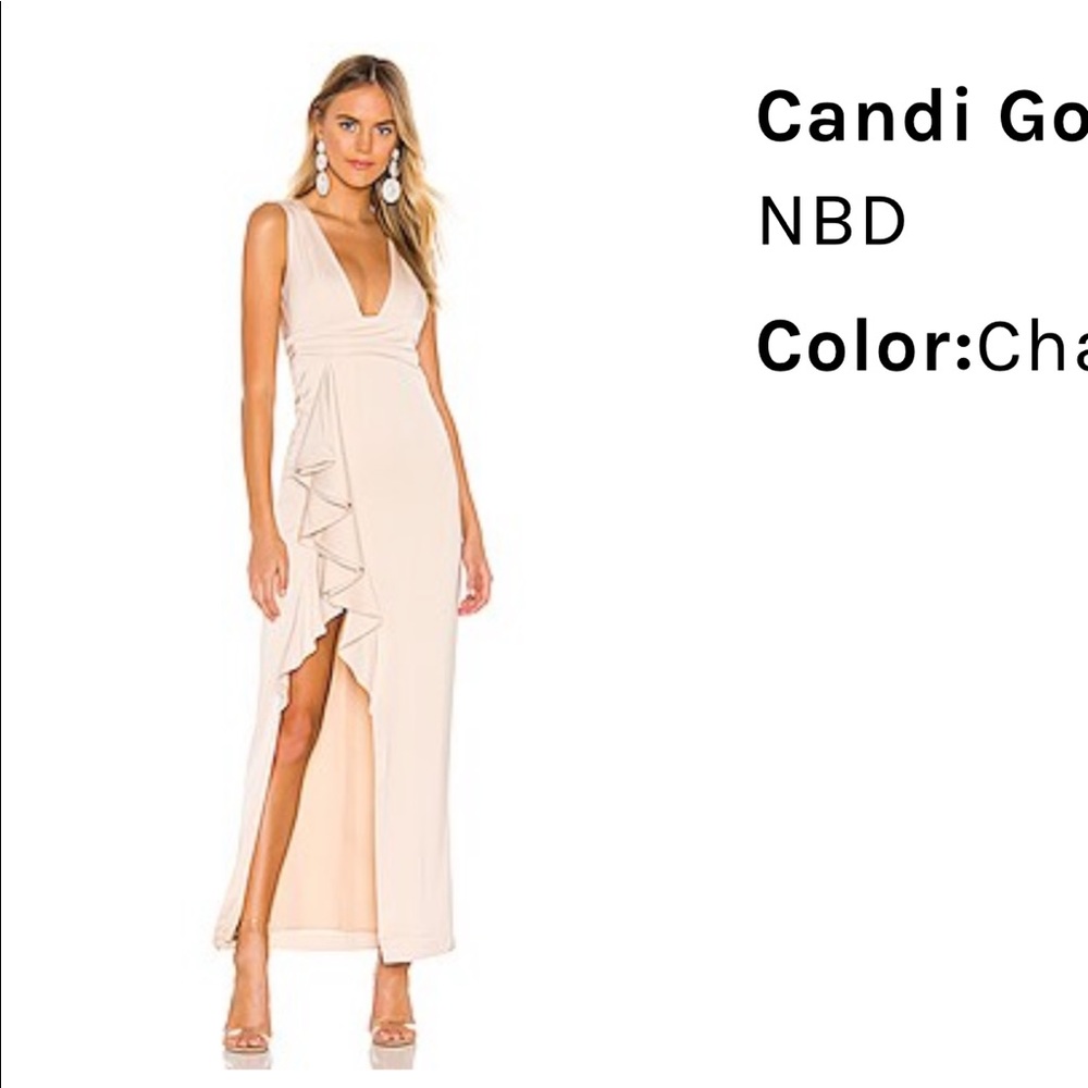 Revolve Champagne Candi Gown NBD- Bridesmaid